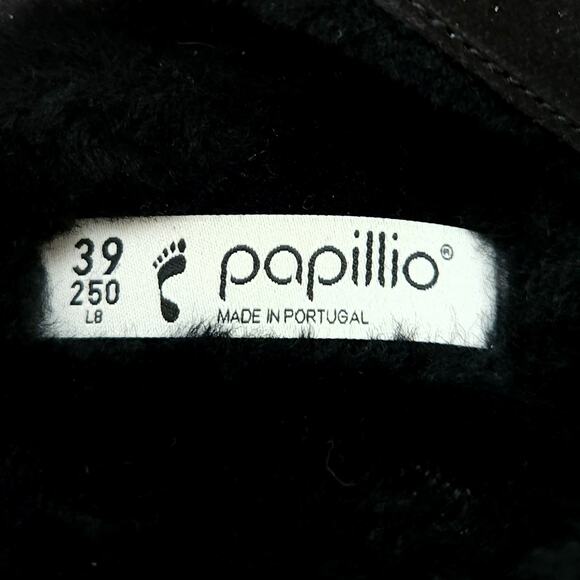 BIRKENSTOCK Papillio Daytona suede shearling sandals black slides Birks 39 8 8.5 - Picture 10 of 11